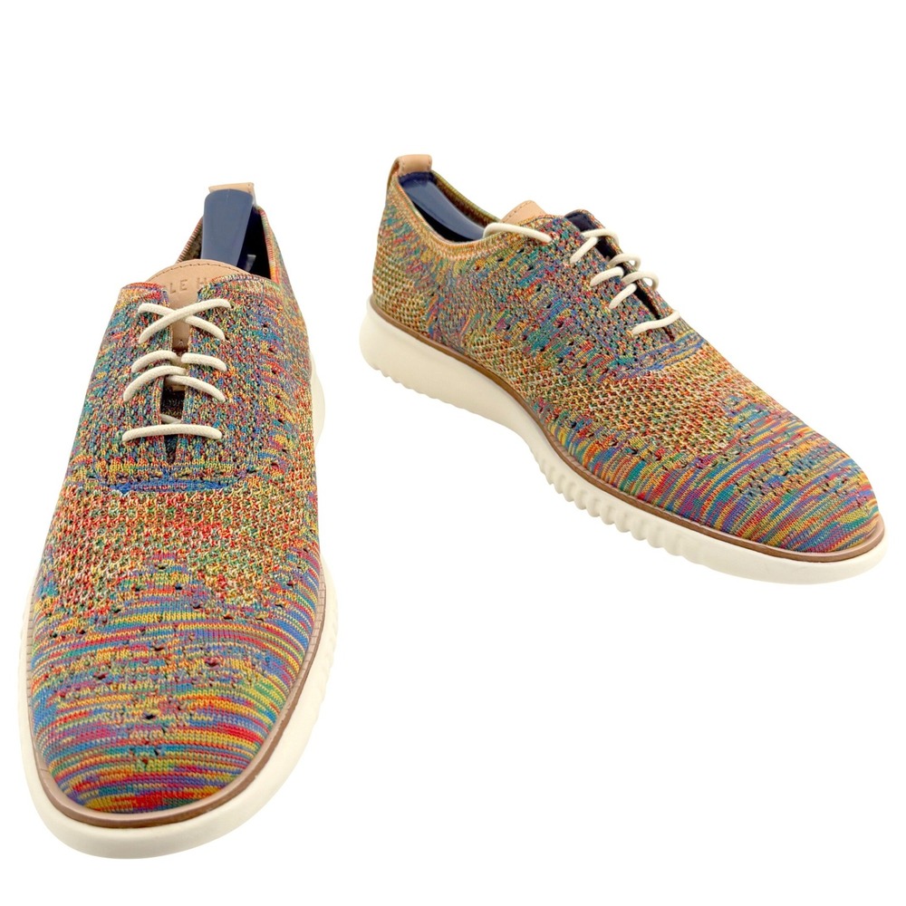 Cole Haan 2.ZERØGRAND Stitchlite Oxford Men 9 Multi-Color Knit Leather Preppy